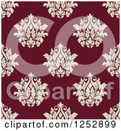 Poster, Art Print Of Seamless Background Pattern Of Damask Floral On Maroon
