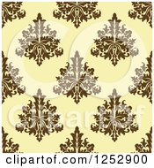 Poster, Art Print Of Seamless Background Pattern Of Damask Floral On Yellow
