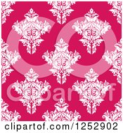 Poster, Art Print Of Seamless Background Pattern Of Damask Floral On Pink
