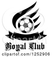 Poster, Art Print Of Black And White Soccer Ball Over A Wing And Banner Over Royal Club Text