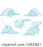 Clipart Of Blue Winds Or Clouds 2 Royalty Free Vector Illustration
