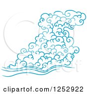 Clipart Of A Blue Wind Or Cloud 10 Royalty Free Vector Illustration