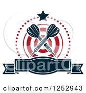 Clipart Of A Star And Dots Around A Banner Target And Crossed Throwing Darts Royalty Free Vector Illustration