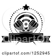 Black And White Star And Dots Around A Banner Target And Throwing Darts
