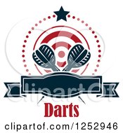 Poster, Art Print Of Star And Dots Around A Banner Target And Throwing Darts With Text