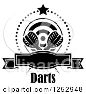 Poster, Art Print Of Black And White Star And Dots Around A Banner Target And Throwing Darts With Text