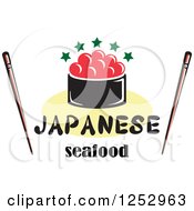 Poster, Art Print Of Caviar With Japanese Seafood Text And Chopsticks