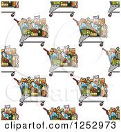Poster, Art Print Of Seamless Background Of Grocery Shopping Carts
