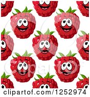 Seamless Background Pattern Of Happy Raspberries