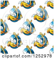 Poster, Art Print Of Seamless Background Pattern Of Anchors And Waves