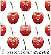 Clipart Of A Seamless Background Pattern Of Happy Cherries Royalty Free Vector Illustration