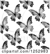 Poster, Art Print Of Seamless Black And White Butterfly Background Pattern 7
