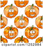 Clipart Of A Seamless Background Pattern Of Happy Pumpkins Royalty Free Vector Illustration