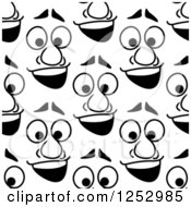 Clipart Of A Seamless Background Pattern Of Black And White Happy Faces Royalty Free Vector Illustration