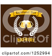 Clipart Of A Wreath With Traditional Beer 1810 Brewery Text Royalty Free Vector Illustration