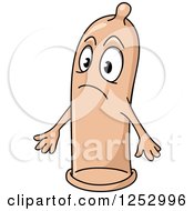 Clipart Of A Sad Condom Royalty Free Vector Illustration