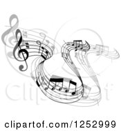 Poster, Art Print Of Grayscale Flowing Music Notes 4