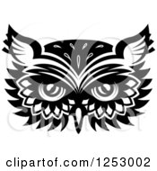 Poster, Art Print Of Black And White Owl Face Tribal Tattoo 6