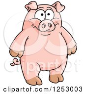 Clipart Of A Happy Standing Pig Royalty Free Vector Illustration