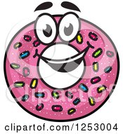 Clipart Of A Pink Sprinkle Donut Royalty Free Vector Illustration