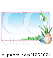 Poster, Art Print Of Gradient Easter Sign With Eggs And Snowdrop Flowers