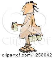 Poster, Art Print Of Caveman With A Six Pack Of Beer