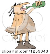 Clipart Of A Caveman Drinking Wine From A Bottle Royalty Free Vector Illustration by djart