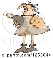 Clipart Of A Caveman Eating A Meat Drumstick Royalty Free Vector Illustration