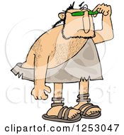 Clipart Of A Caveman Looking Over His Sunglasses Royalty Free Vector Illustration