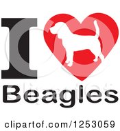 Poster, Art Print Of I Heart Beagles Dog Design