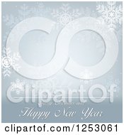 Clipart Of A Snowflake Background With Merry Christmas And Happy New Year Tex Royalty Free Vector Illustration
