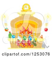 Poster, Art Print Of Fireplace With Candles And Christmas Stockings