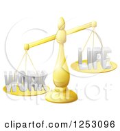 Poster, Art Print Of 3d Imbalanced Gold Scales With Work And Life Equally