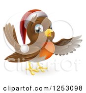 Poster, Art Print Of Happy Christmas Robin Bird Pointing