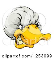 Clipart Of A Snarling Duck Mascot Head Royalty Free Vector Illustration