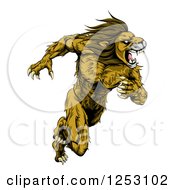 Poster, Art Print Of Muscular Fierce Sprinting Lion Man Mascot