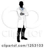 Clipart Of A Faceless Male Doctor With Folded Arms Royalty Free Vector Illustration