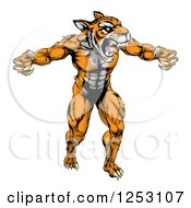 Poster, Art Print Of Muscular Fierce Tiger Man Attacking