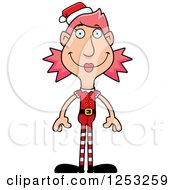 Clipart Of A Happy Woman Christmas Elf Royalty Free Vector Illustration