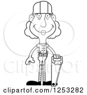 Clipart Of A Black And White Happy Grandma Christmas Elf Builder With Tools Royalty Free Vector Illustration by Cory Thoman