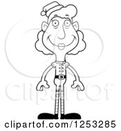 Clipart Of A Black And White Happy Grandma Christmas Elf Royalty Free Vector Illustration by Cory Thoman