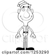 Clipart Of A Black And White Happy Man Christmas Elf Royalty Free Vector Illustration by Cory Thoman