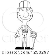 Poster, Art Print Of Black And White Happy Man Christmas Elf Builder With Tools