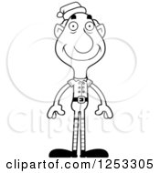 Clipart Of A Black And White Happy Grandpa Christmas Elf Royalty Free Vector Illustration
