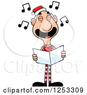 Poster, Art Print Of Happy Grandpa Christmas Elf Singing Carols