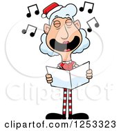 Poster, Art Print Of Happy Grandma Christmas Elf Singing Carols