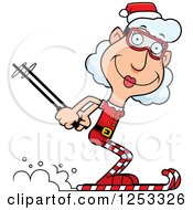 Poster, Art Print Of Happy Grandma Christmas Elf Skiing