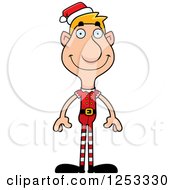 Clipart Of A Happy Man Christmas Elf Royalty Free Vector Illustration