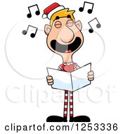 Poster, Art Print Of Happy Man Christmas Elf Singing Carols