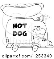 Poster, Art Print Of Black And White Man Driving A Hot Dog Food Vendor Truck